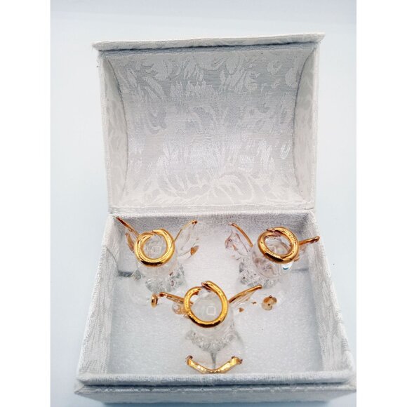 Glass Angel Figures Comfort Box White Brocade Box Tassel 4 In Holiday Religious - Picture 12 of 15